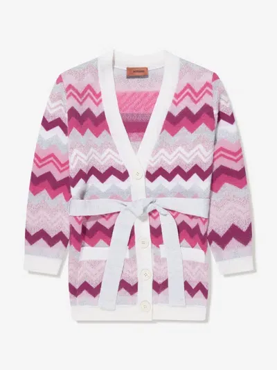 Missoni Kids' Zig Zag Wool Jacquard Knit Cardigan In Multicoloured