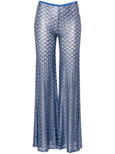 Missoni Lace-effect Flared Trousers In Blue