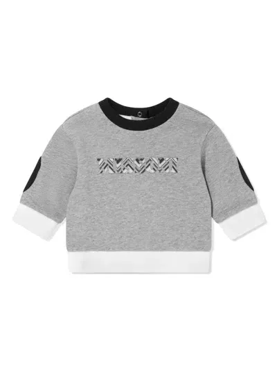 Missoni Babies' Logo-appliqué Cotton Crew-neck Sweatshirt In Grey