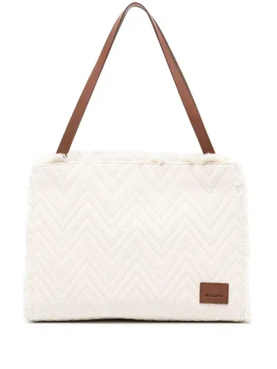 Missoni Logo-patch Shoulder Bag In Neutrals