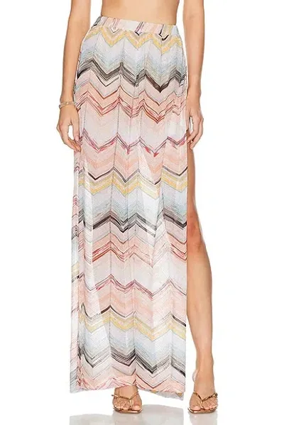 Missoni Macro Chevron Knit Trouser In Multicolor & Pale Pink Base