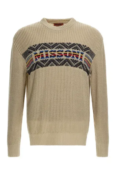 Missoni Logo Intarsia In Beige