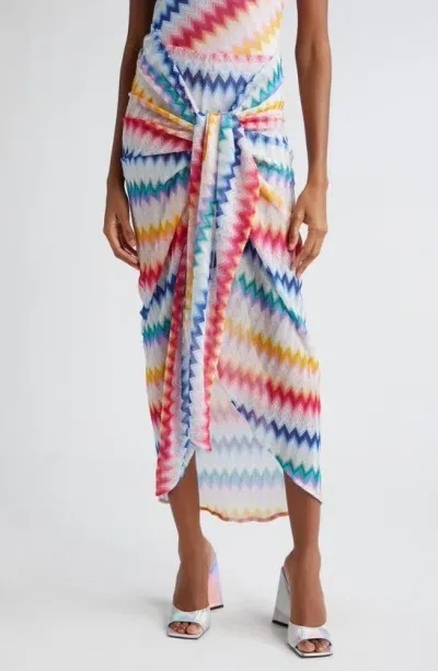 Missoni Metallic Chevron Stripe Knit One-piece Swimsuit In Multicolor White Base