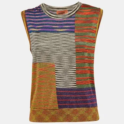 Pre-owned Missoni Multicolor Lurex Knit Tank Top L