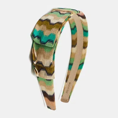 Pre-owned Missoni Multicolor Pleated Knit Head Band