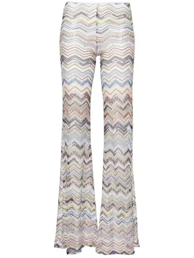 Missoni Viscose Knit Trousers In Blue