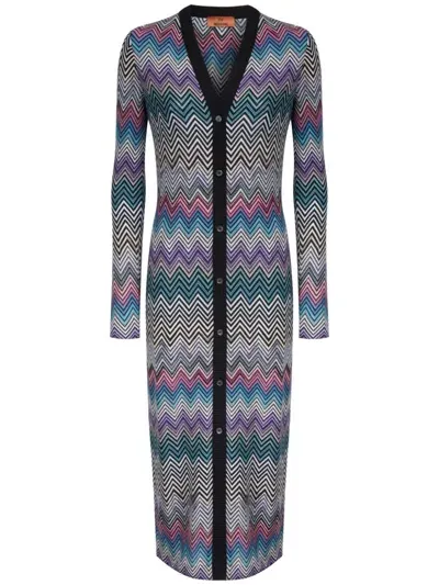 Missoni Patterned Knitted Coat In Blue