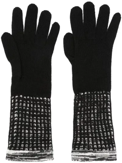 Missoni Patterned Wool Gloves In Schwarz