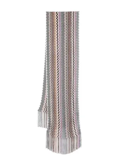 Missoni Zig-zag Fringed Scarf In Nude & Neutrals