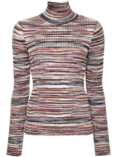 Missoni Knit Viscose Turtleneck Sweater In Pink