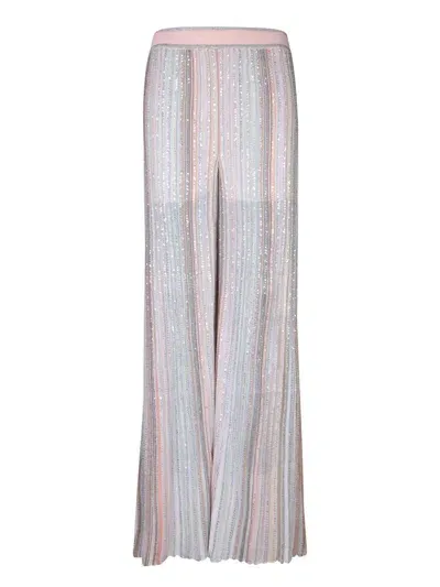 Missoni Womens Multi-coloured Sequin-embellished Wide-leg Knitted Trousers In Pink