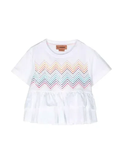 Missoni Teen Girls White Zigzag Peplum Top