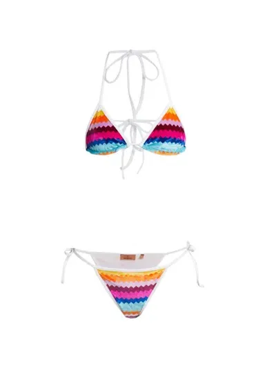 Missoni Mare Striped Stretch-velvet Triangle Bikini In Multicolor Chevron