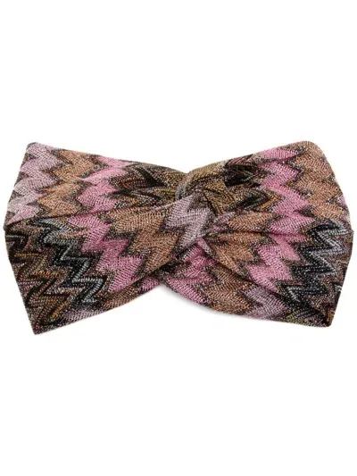 Missoni Zig Zag Motif Headband In Pink