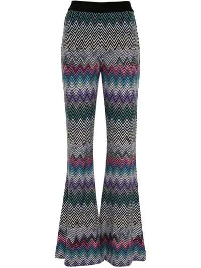 Missoni Zig Zag Motif Wool Trousers In Clear Blue