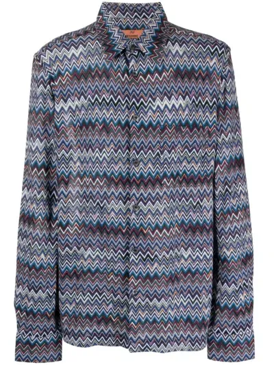 Missoni Chevron Printed Long In Blue