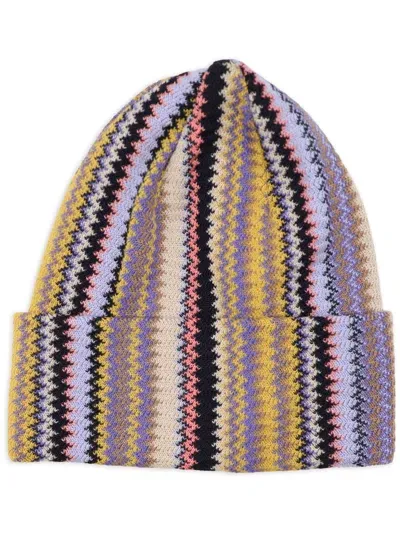 Missoni Zigzag-knit Beanie In Pink & Purple