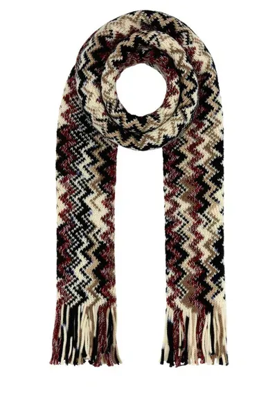 Missoni Zigzag Knit Fringed Scarf In Multicoloured