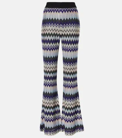 Missoni Zigzag Knitted Lamé Flared Pants In Multicoloured