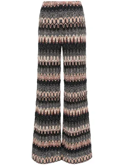 Missoni Zigzag Lurex Flared Trousers In Multicolor