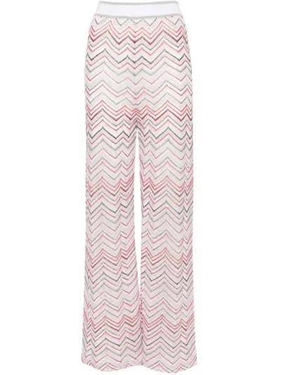 Missoni Sequin-embellished Zigzag Flared Trousers In Pink