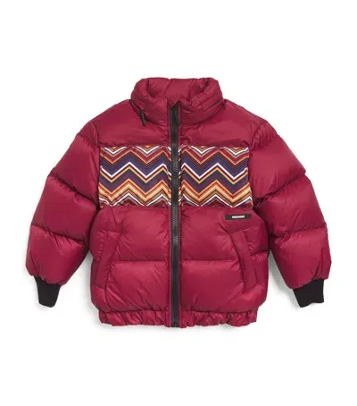 Missoni Kids' Zigzag Puffer Jacket In Burgundy