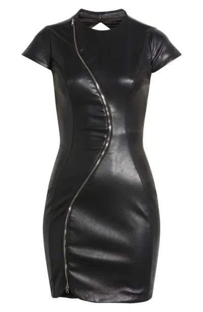 Mistress Rocks Backless Faux Leather Minidress In Black