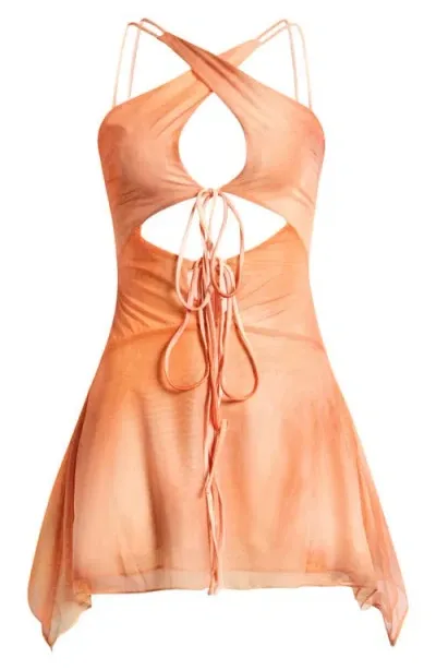 Mistress Rocks Cutout Minidress In Orange Ombre