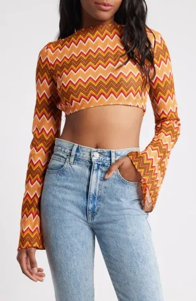 Mistress Rocks Lace-up Back Crop Knit Top In Multicolour