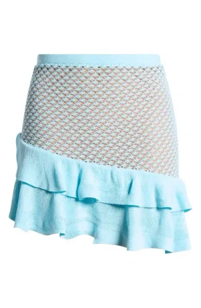 Mistress Rocks Layered Ruffle Knit Miniskirt In Seafoam