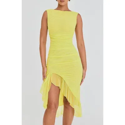 Mistress Rocks Ruffle High-low Cocktail Dress In Lime Sorbet