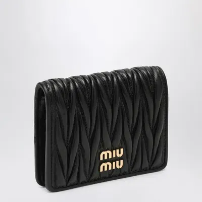 Miu Miu Black Nappa Leather Quilted Wallet