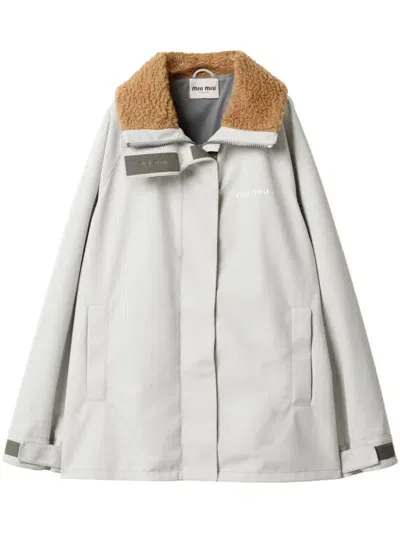 Miu Miu Cordura Coat In F0009 Bianco