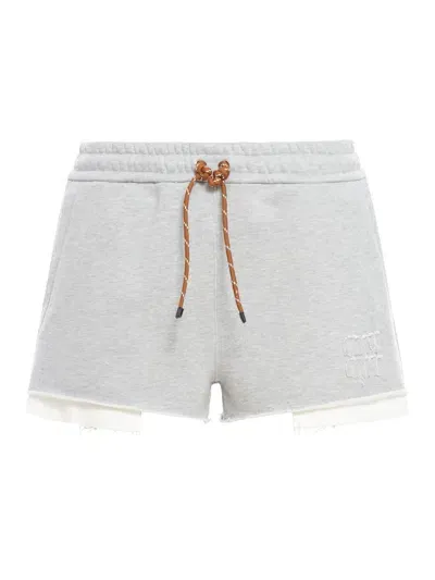 Miu Miu Cotton Fleece Shorts In Gray