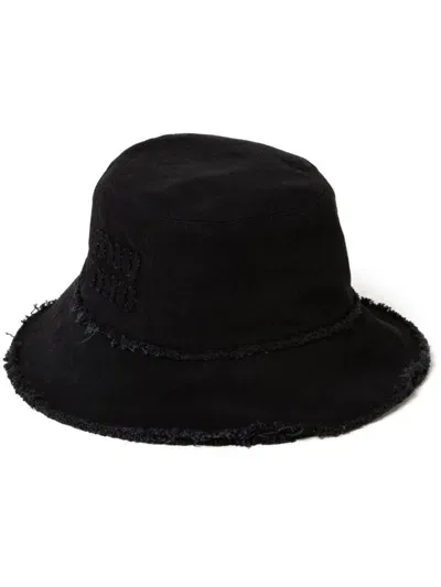 Miu Miu Denim Bucket Hat In Black