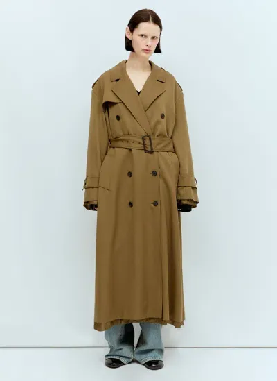 Miu Miu Double-breasted Gabardine Trench Coat In Green