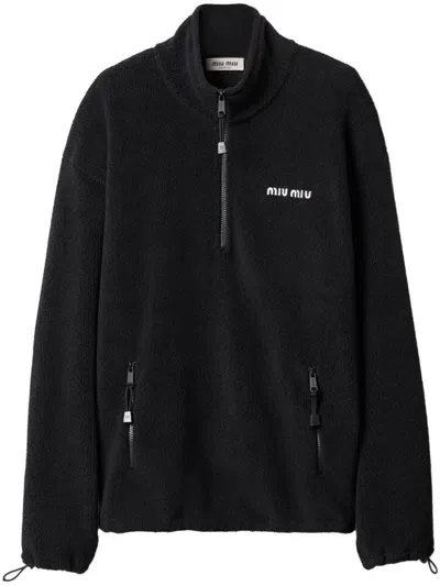 Miu Miu Fleece Sweatshirt In 黑色