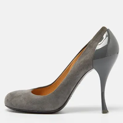 Pre-owned Miu Miu Giuseppe Zanotti Grey Suede Round Toe Pumps Size 38