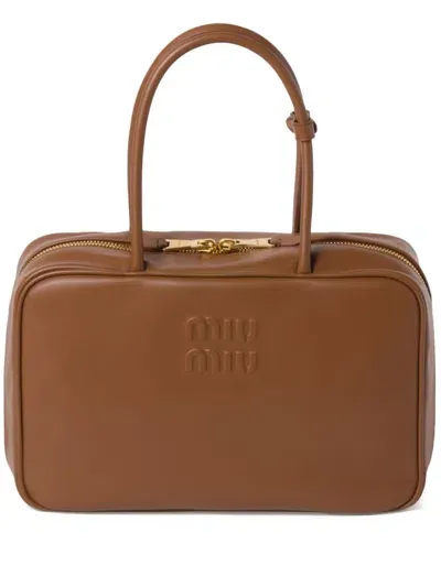 Miu Miu Leather Top-handle Bag In Brown