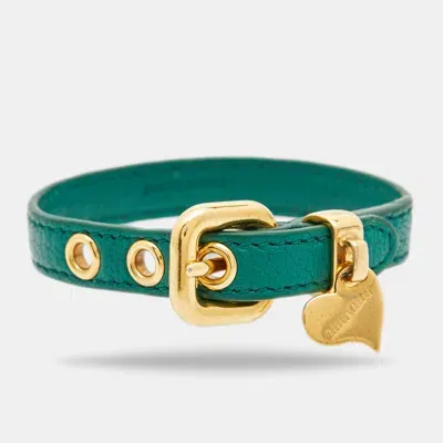 Pre-owned Miu Miu Leather Gold Tone Bracelet