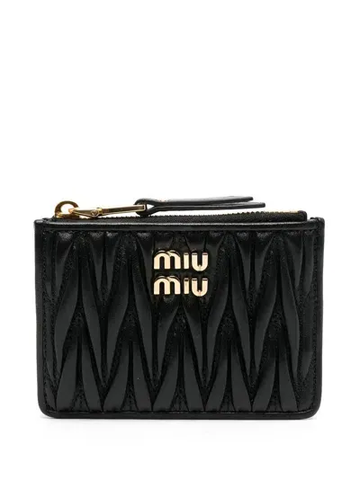 Miu Miu Logo Lettering Wallet In Black