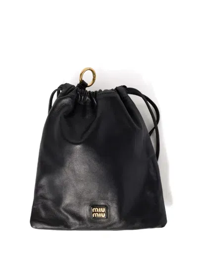 Miu Miu Logo Patch Pouch In Black