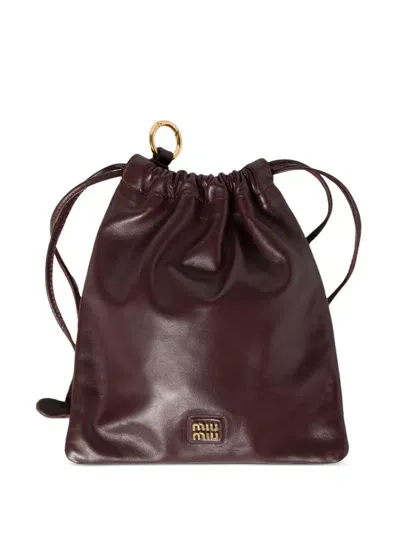 Miu Miu Logo Patch Pouch In Radica