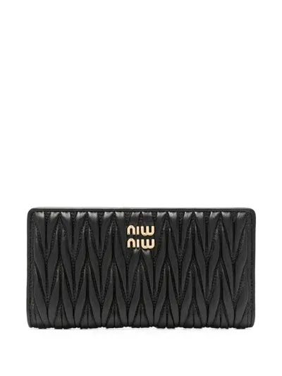 Miu Miu Matelassé Wallet In Black