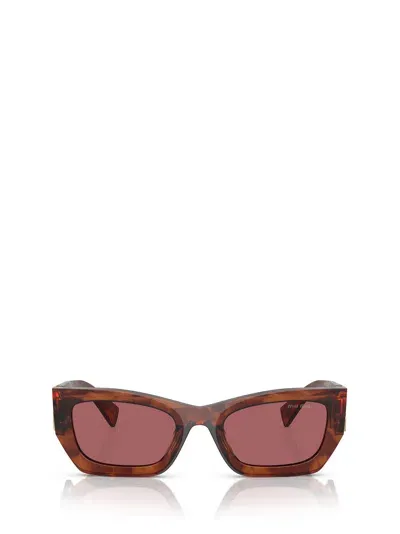 Miu Miu Mu 09ws Striped Tobacco Sunglasses In Brown/pink Solid