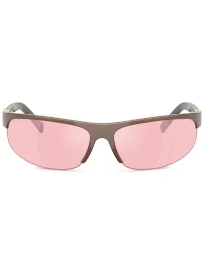 Miu Miu Oval-frame Sunglasses In Braun