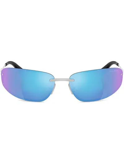 Miu Miu Oval-frame Sunglasses In Silber