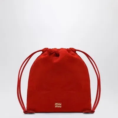 Miu Miu Red Suede Pouch In Gray