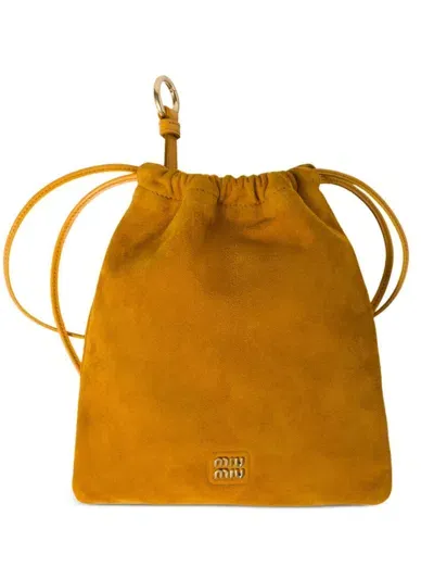 Miu Miu Suede Pouch In Yellow