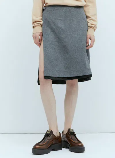 Miu Miu Velour Midi Skirt In Gray